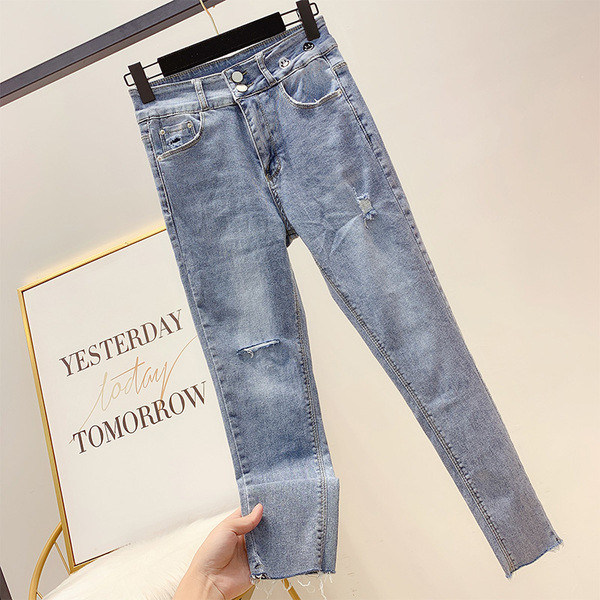 Blugi lungi de dama cu talie inalta