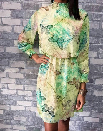 Rochie de dama colorata cu maneci lungi in doua culori