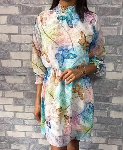 Rochie de dama colorata cu maneci lungi in doua culori