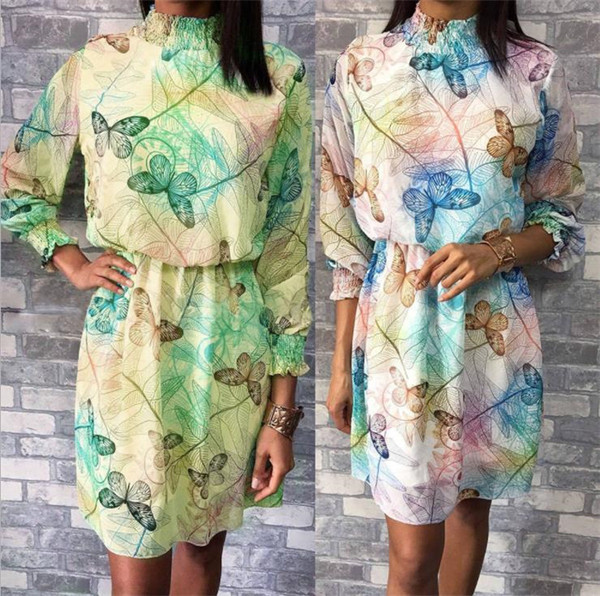 Rochie de dama colorata cu maneci lungi in doua culori