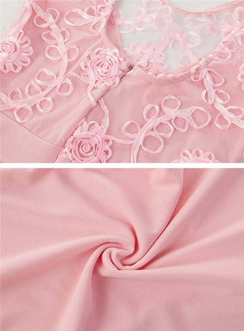 Rochie elegantă de damă cu decolteu în V în culoarea roz