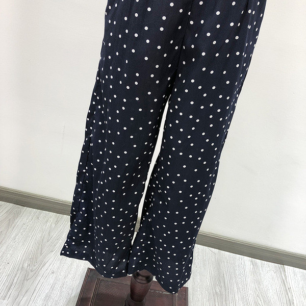 Γυναικεία ολόσωμη φόρμα σιφόν  πουά σε μπλε χρώμα εξώπλατο