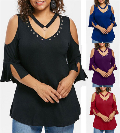 Голям размер дамска блуза в четири цвята