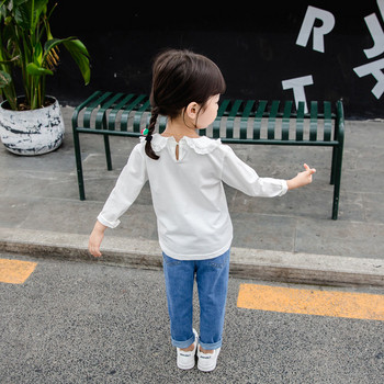 Модерна детска блуза в бял цвят с бродерия-за момичета