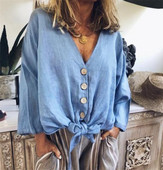 Cămașă elegantă de damă cu nasturi și mâneci lungi - mai multe culori