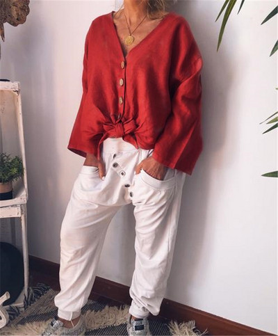 Cămașă elegantă de damă cu nasturi și mâneci lungi - mai multe culori