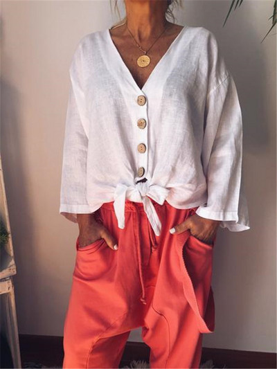 Cămașă elegantă de damă cu nasturi și mâneci lungi - mai multe culori