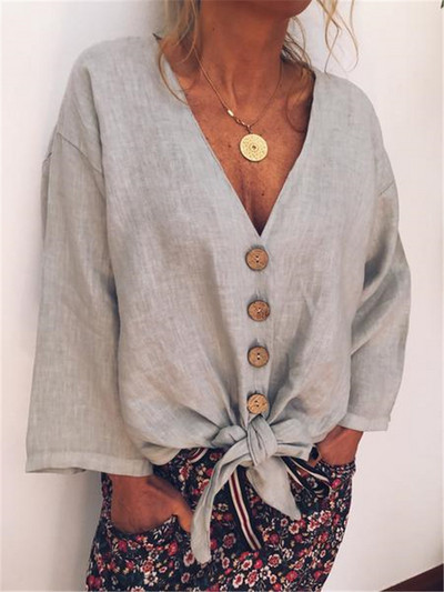 Cămașă elegantă de damă cu nasturi și mâneci lungi - mai multe culori