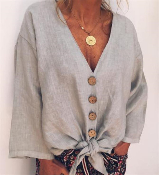 Cămașă elegantă de damă cu nasturi și mâneci lungi - mai multe culori