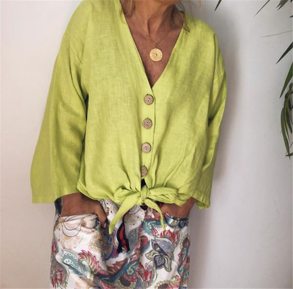 Cămașă elegantă de damă cu nasturi și mâneci lungi - mai multe culori