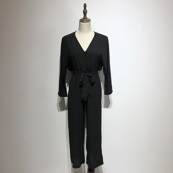  Γυναικεία ολόσωμη φόρμα μακρυμάνιη σε μαύρο χρώμα