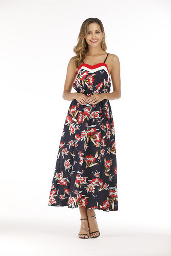 Rochie de dama cu model floral si bretele subtiri