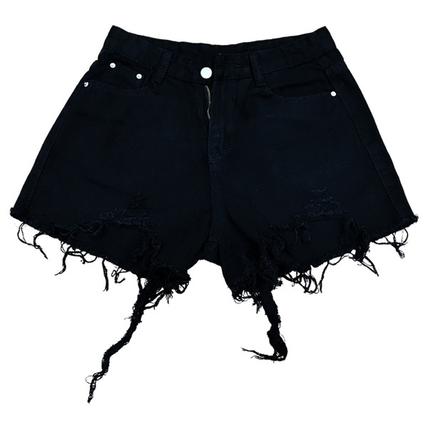 Pantaloni scurți de damă actuali cu motive rupte și talie înaltă