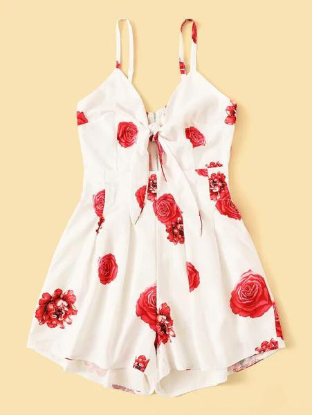 Κομψή γ υναικεία ολόσωμη φόρμα  με λεπτούς ιμάντες ώμου και floral σχέδιο