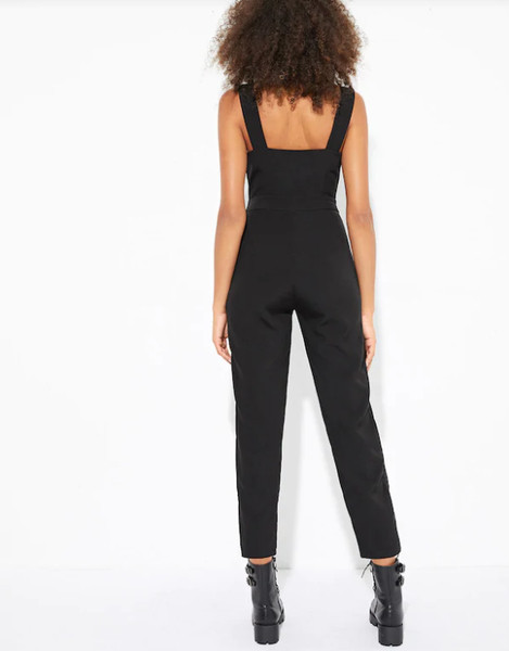 Salopeta de dama cu fermoar si element metalic de culoare neagra