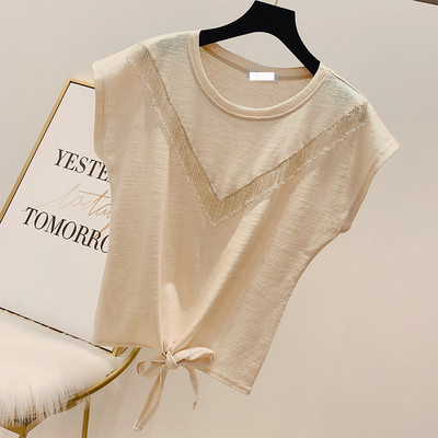 Bluza de dama cu maneci scurte si margele in trei culori