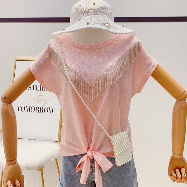 Bluza de dama cu maneci scurte si margele in trei culori