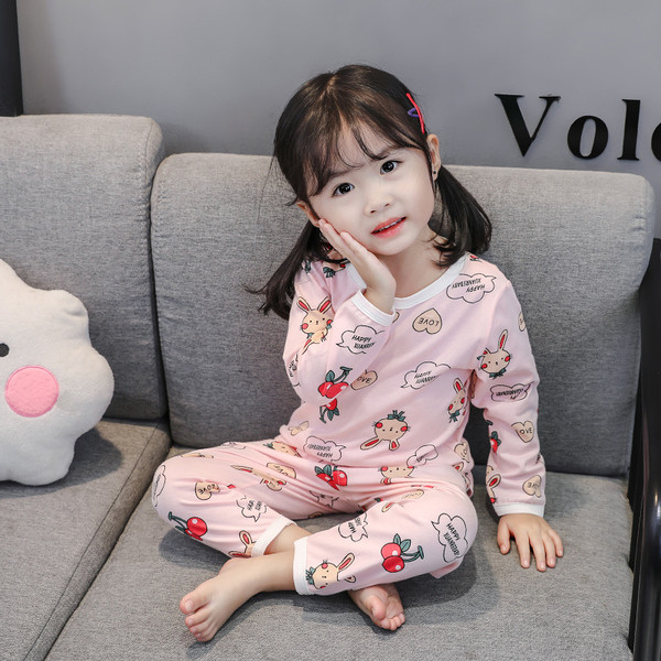 Pijamale pentru copii roz și alb pentru fete