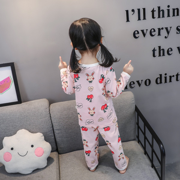 Pijamale pentru copii roz și alb pentru fete