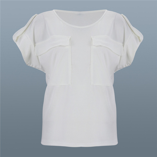 Bluză de damă elegantă cu buzunare în alb