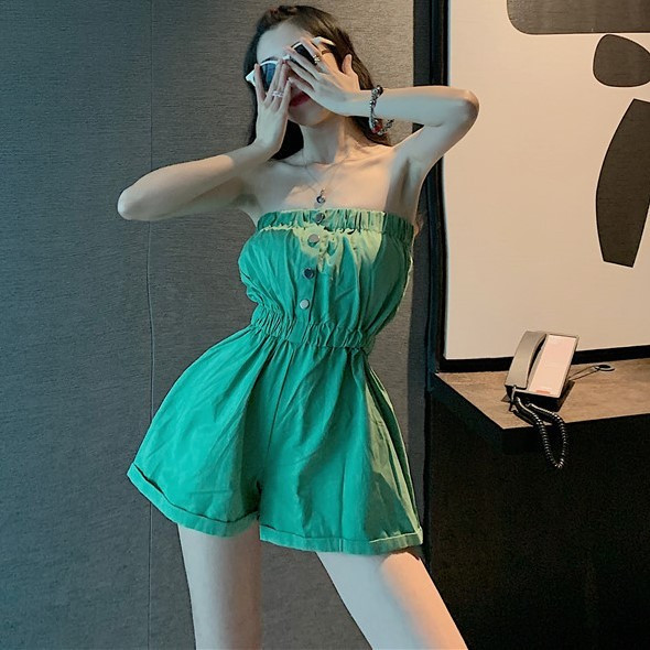 Salopete moderne de damă în negru și verde