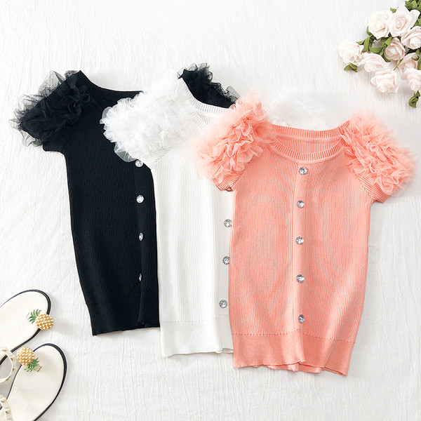 Bluză de damă modernă cu mâneci scurte și nasturi în mai multe culori