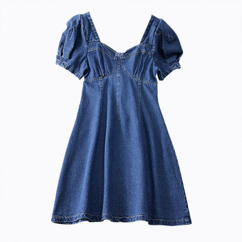 Rochie de damă actuală din denim cu mâneci scurte în două culori
