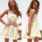 Rochie casual de dama cu bretele de culoare alba