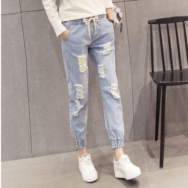 Blugi casual de dama cu talie elastica