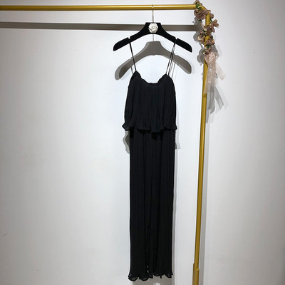 Salopeta de dama plisata cu bretele subtiri