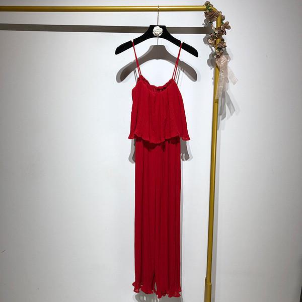 Salopeta de dama plisata cu bretele subtiri