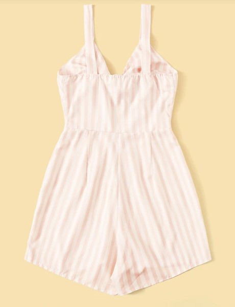 Salopetă casual de damă cu dungi în roz