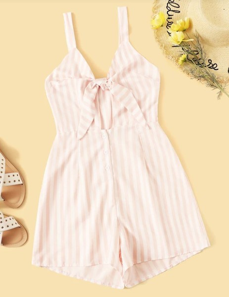 Salopetă casual de damă cu dungi în roz