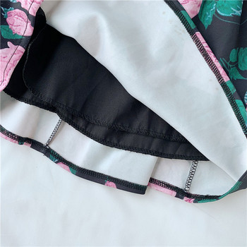 Rochie moderna de dama in negru cu model floral