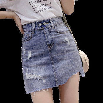 Fusta de dama actuala in doua culori cu talie inalta