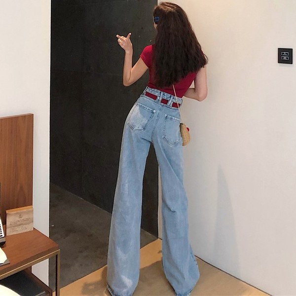 Blugi de dama actuali tip Charleston cu talie inalta