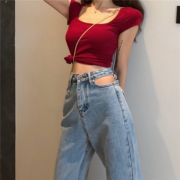 Blugi de dama actuali tip Charleston cu talie inalta