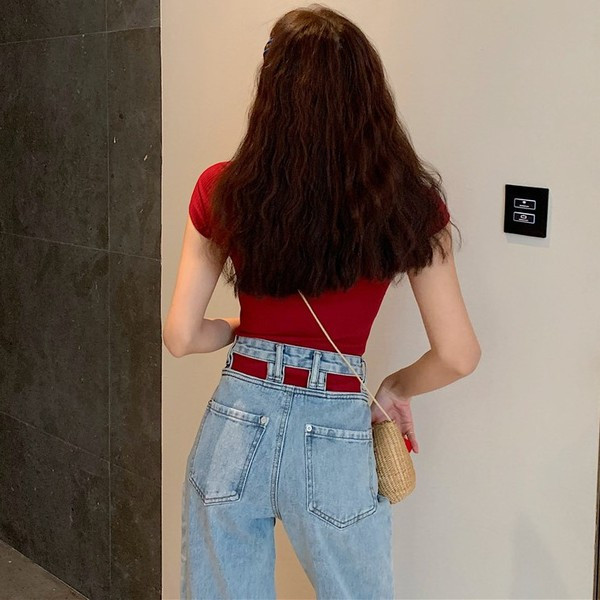 Blugi de dama actuali tip Charleston cu talie inalta