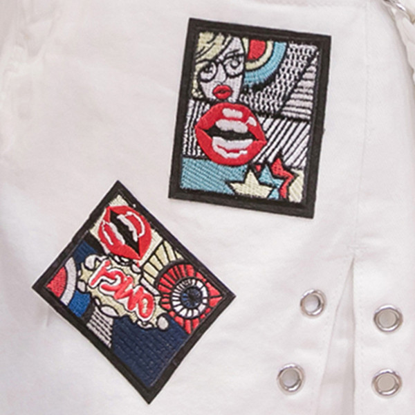 Fusta de dama moderna alb cu buzunare