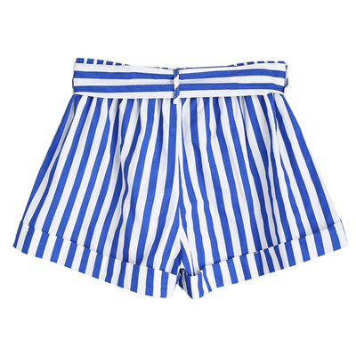 Pantaloni scurți de damă în dungi cu talie elastică