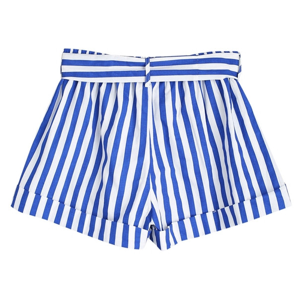 Pantaloni scurți de damă în dungi cu talie elastică