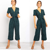 Γυναικεία ολόσωμη φόρμα  casual πουά  σε πράσινο και μπλε χρώμα