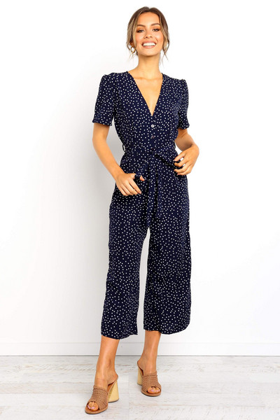 Γυναικεία ολόσωμη φόρμα  casual πουά  σε πράσινο και μπλε χρώμα