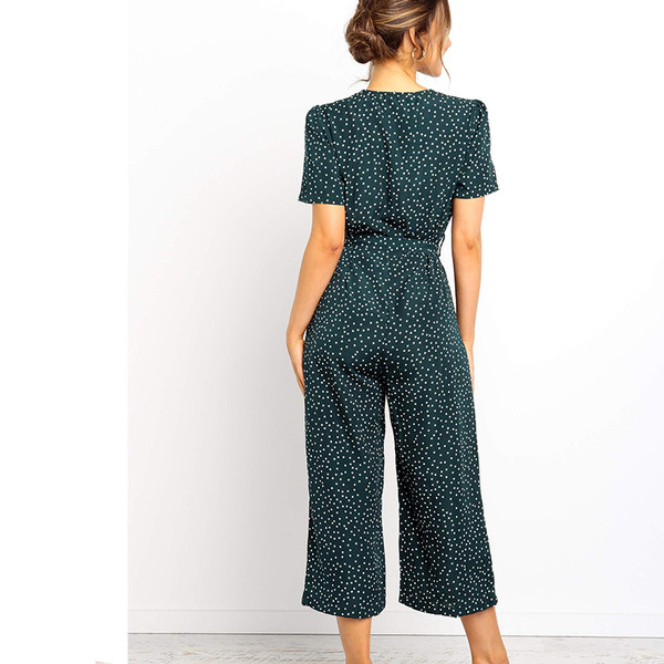 Γυναικεία ολόσωμη φόρμα  casual πουά  σε πράσινο και μπλε χρώμα