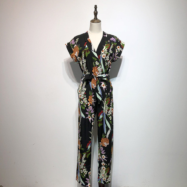 Salopetă lungă casual cu model floral