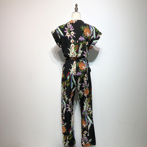 Salopetă lungă casual cu model floral