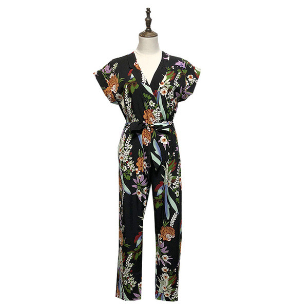 Salopetă lungă casual cu model floral