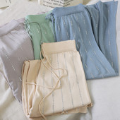 Pantaloni casual dama cu pietre si talie inalta in mai multe culori