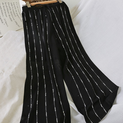 Pantaloni casual dama cu pietre si talie inalta in mai multe culori