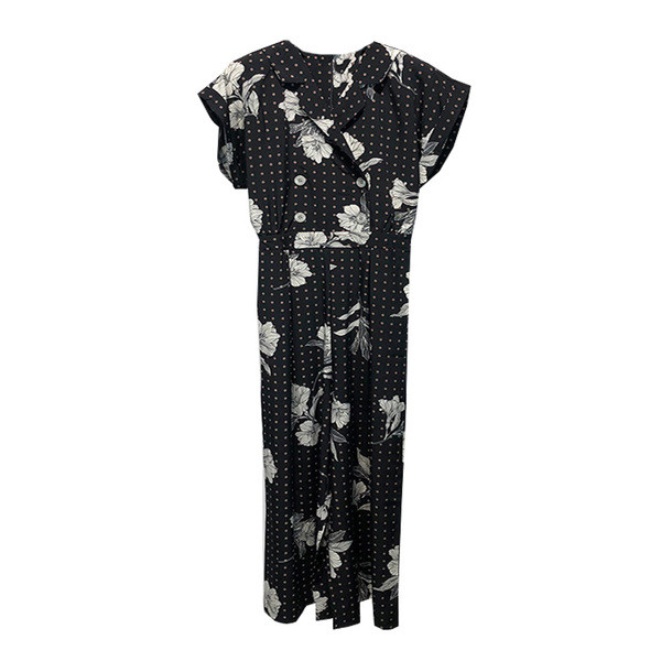 Casual Γυναικεία ολόσωμη φόρμα  με κλασικό κολάρο και μικρά φαρδιά μανίκια